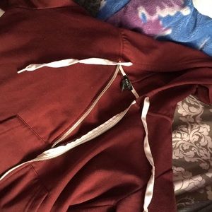 Maroon and white zip-up jacket
